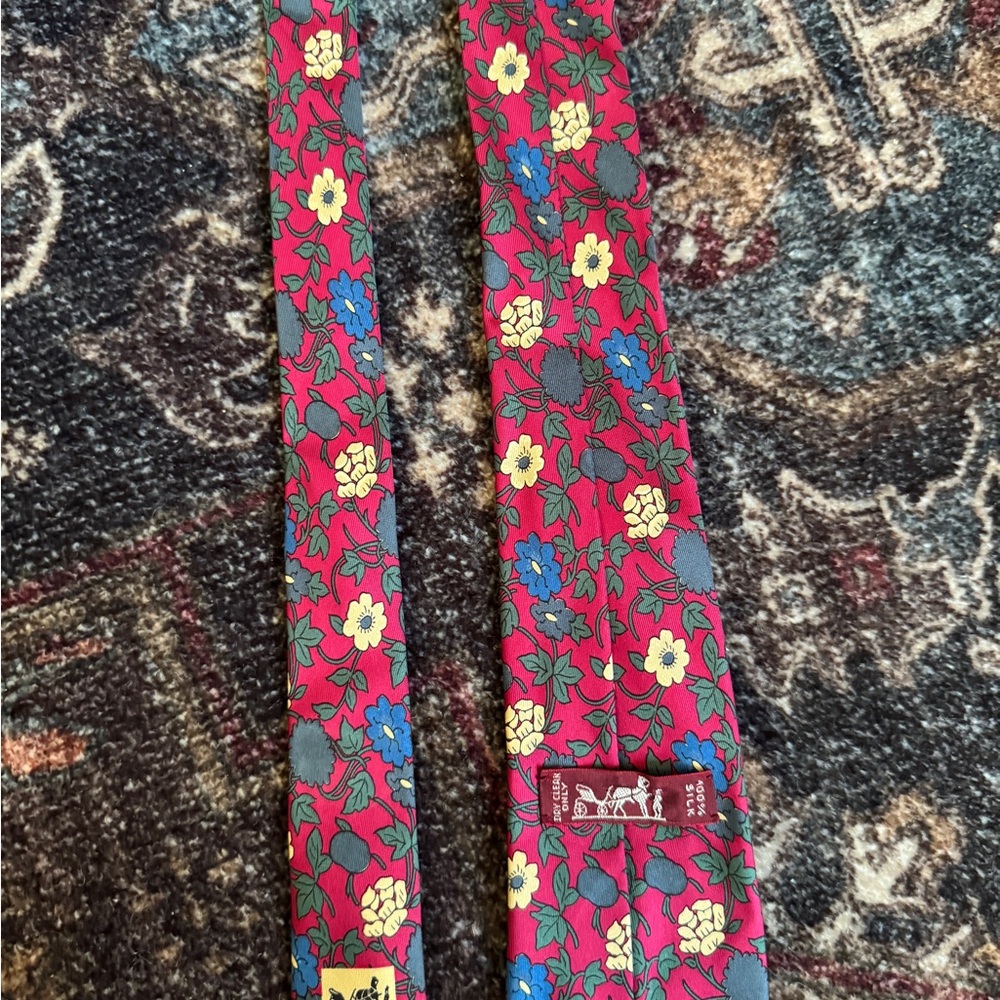 Vintage Hermes purple/red and Floral Patterned Tie (7332 EA) - Picture 7 of 10